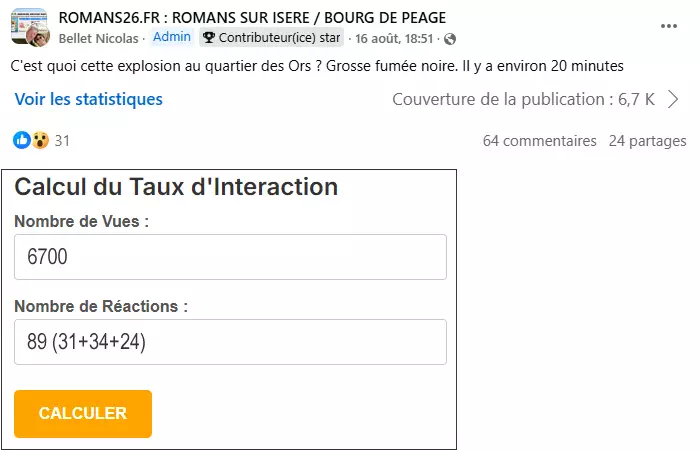 explication taux interaction pourcentage